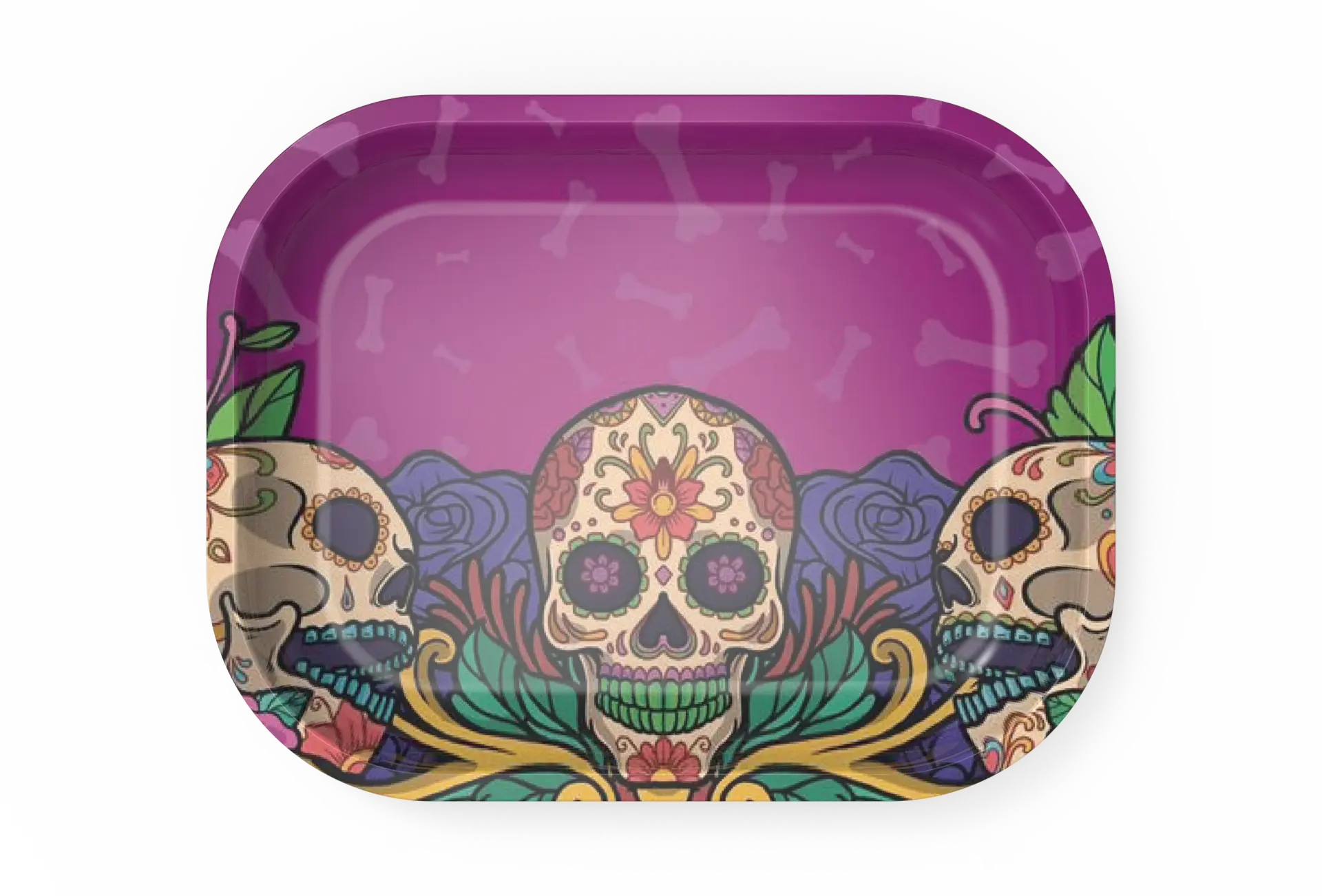 [T-1401-29] Rolling Tray18*14*1.5cm (Flower Skull)