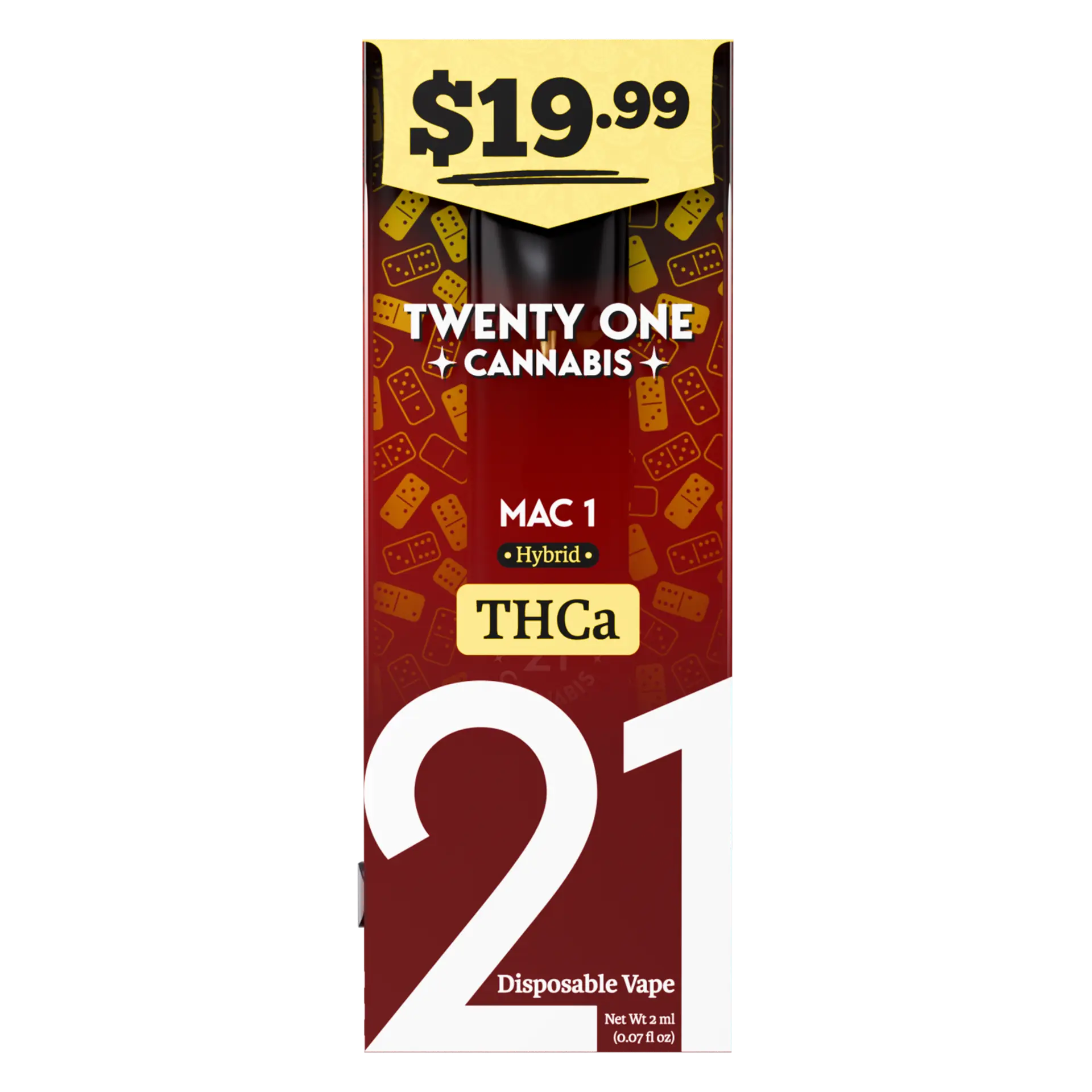 [T-1407-05] Twenty One Vape Disposable 2ml THC-A Pre-Priced $19.99 6PK (Mac 1 (Hybrid))