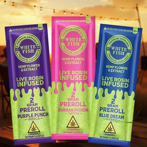 [T-1412-04] White Fish THC-P 2Gram  1 PreRoll a PK 25PK a Box (Sour Diesel)