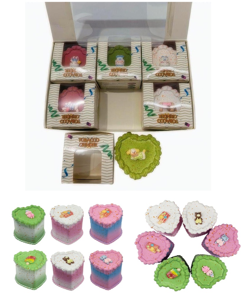 Grinder Zinc Alloy Heart Cake  4 Part 6PC Display