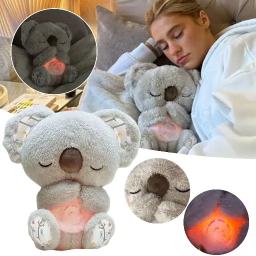 [T-1417-02] Breathing Bear Stuffed Animal for Anxiety Relief (Koala Gray)