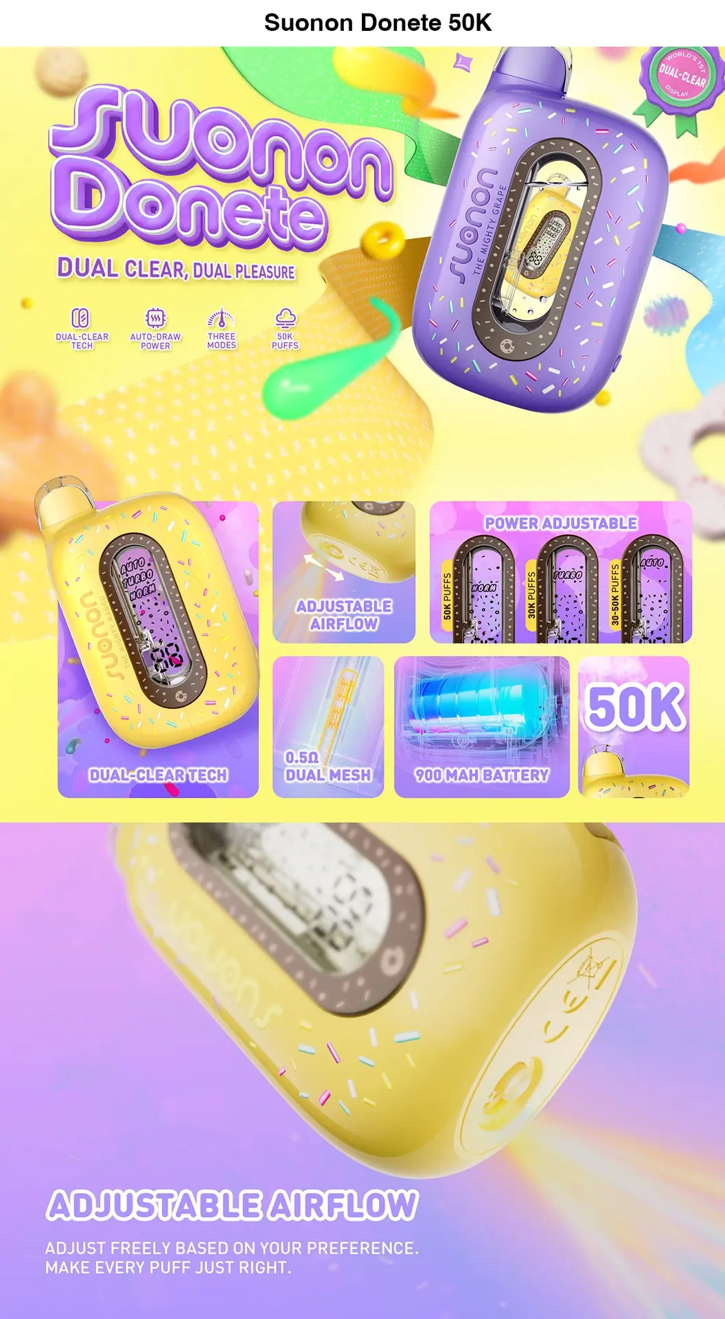 [T-1361-08] Suonon Donete 50K Disposable 20ML 5PK (The Mighty Grape)