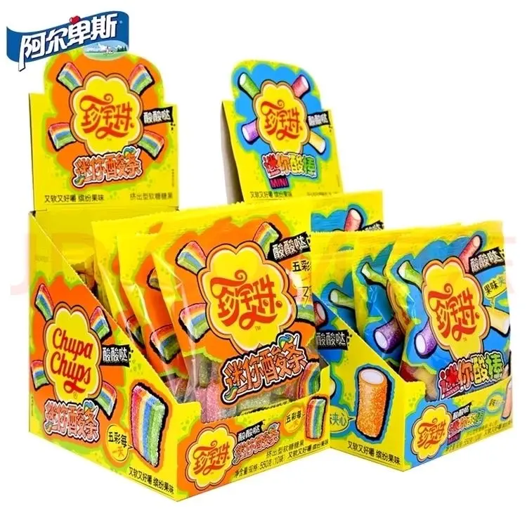 [Q-4992-02] Exotic Chupa Chups Mini Gummy 55G 10PK A Box (Sour Rods)