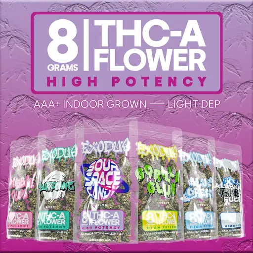 [T-1436-06] Exodus - THCa Flower - 8g 6ct (BUBBLE GUM (INDICA))