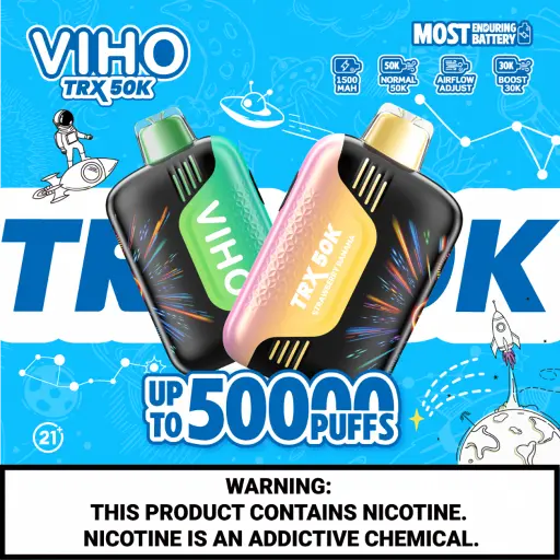 [T-1453-07] VIHO TRX 50K Disposable Vape 100ML 5PK (Strawberry Banana)