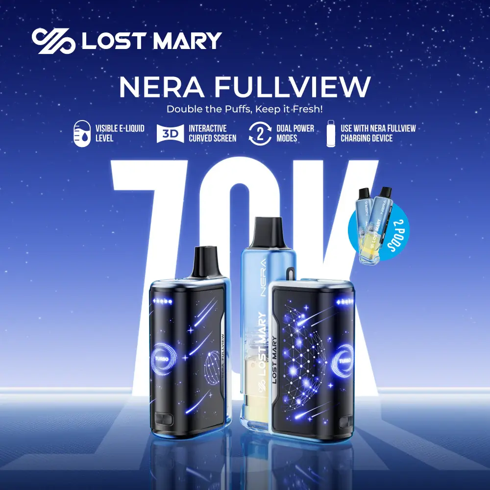 [T-1455-01] Lost Mary Nera Full View Kit 70K Puff 24ML 5PK (Blue Razz Ice)
