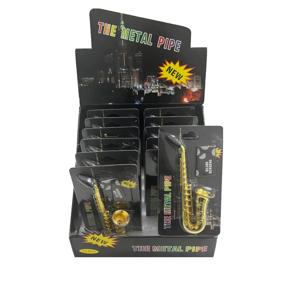 [T-1474-05] Metal Handpipe Display (HMP-005 12pcs/Display)