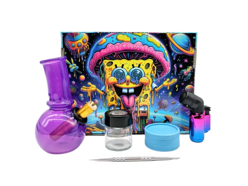 [T-1491-01]  Glass Bottle  Biodegradable  Cigarette Grinder Set (Spongebob)