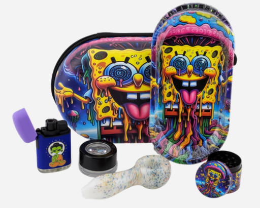 [T-1493-03]  Oval Bag Glass Smoking Pipe Set (Queen Of Smoke)