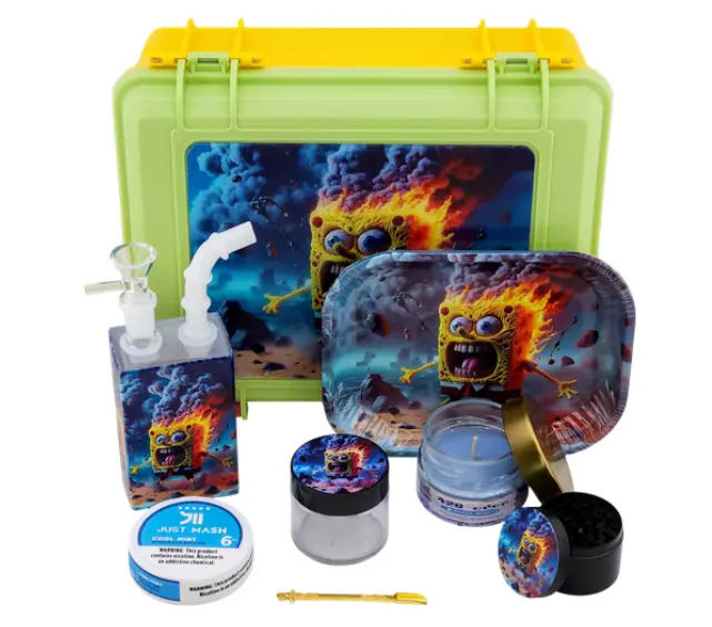 [T-1498-01] Smoking Kit Square Pot Scented  Candle Tote kit (Design 1)