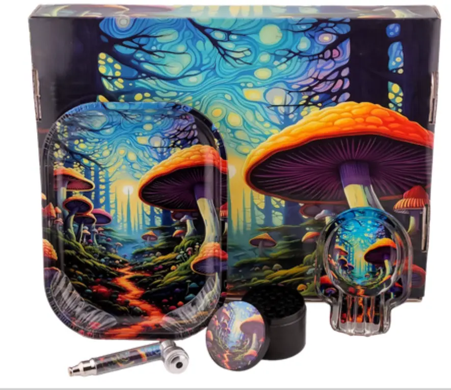 [T-1503-02] Smoking Kit Skull Ashtray 4-Piece kit  (Design 2)
