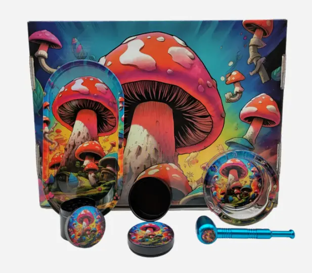 [T-1504-01] Smoking Kit Round Ashtray 4-Piece kit (Design 4)