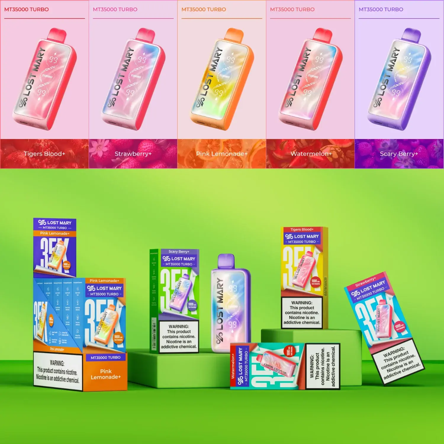 [T-1333-29] LOST MARY MT35000 Turbo 5CT 18ML (Tropical Lemonade)