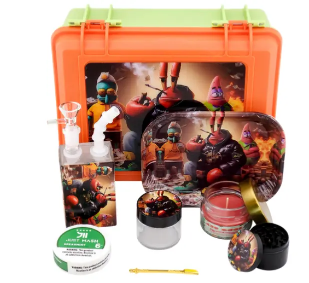 [T-1516-08] SUITECASE WITH JUICE BOX WATERPIPE W/ CANDLE (Design 8)