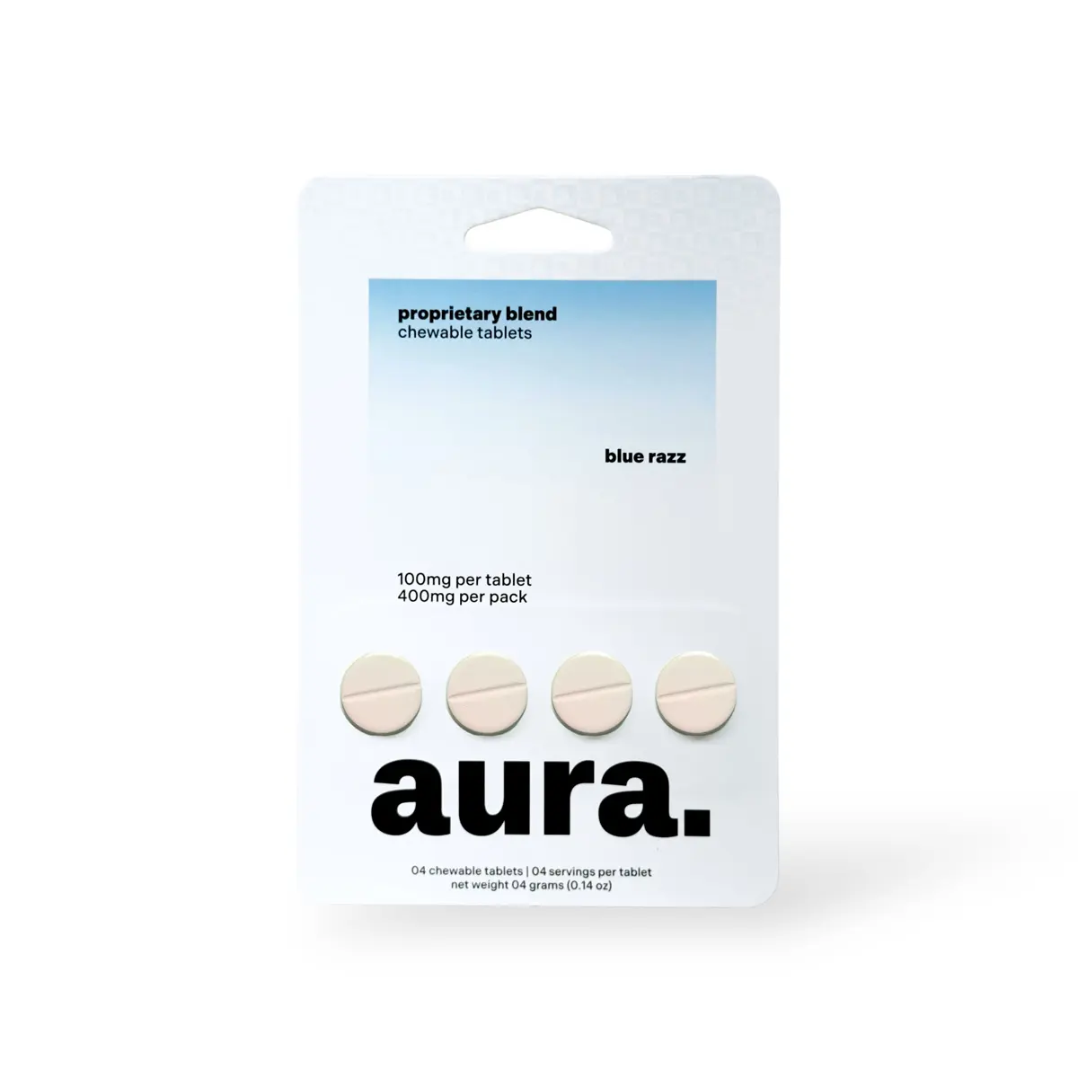 [T-1523-01] AURA Proprietary Blend 4 Chewable Tablets 100mg 10pk (Blue Razz)