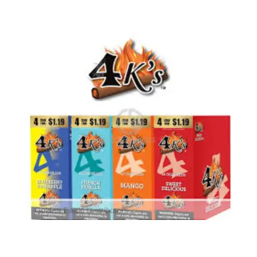 [T-1544-01] 4 K’s Cigarillos 4 For $1.19 Display of 15 (Mango)