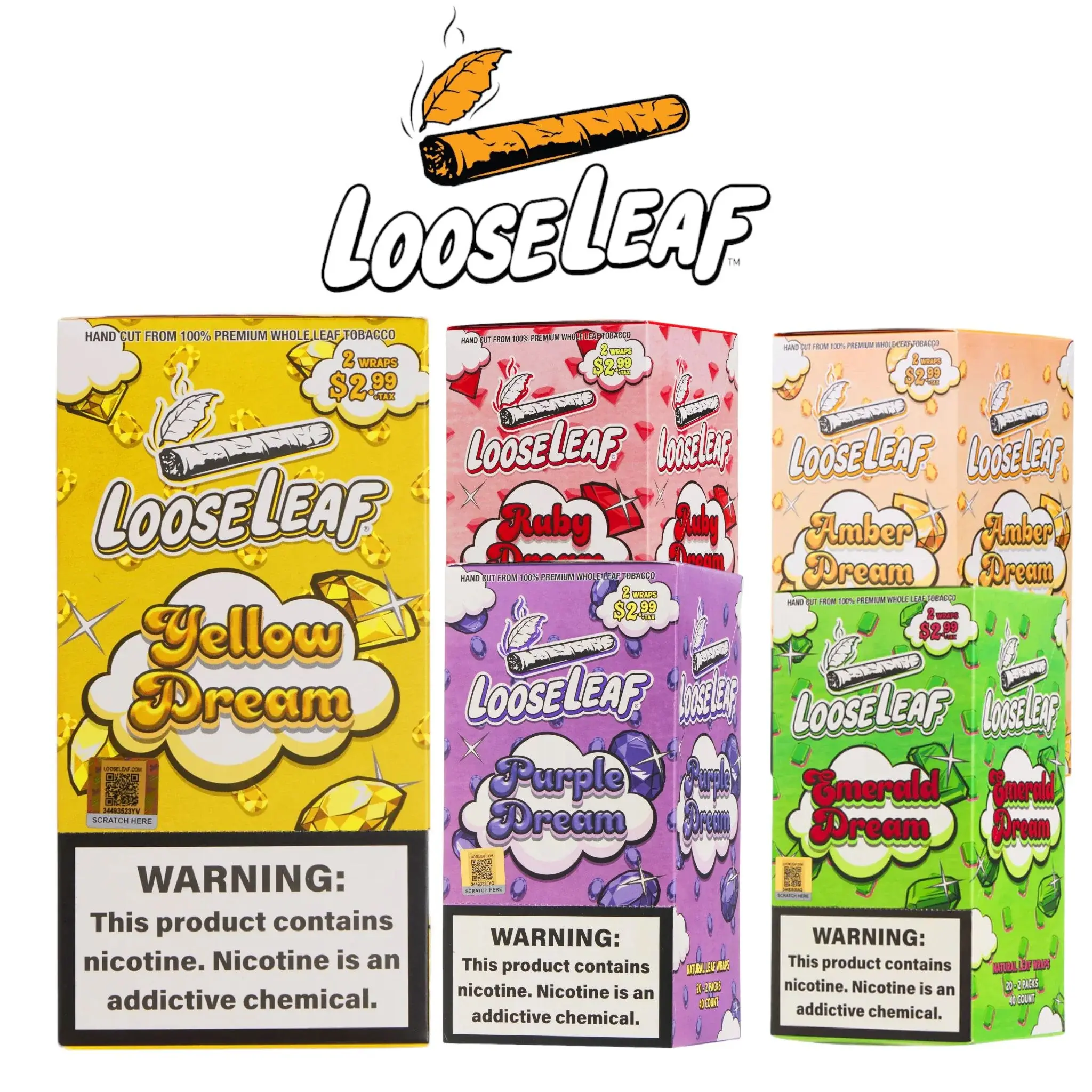 Loose Leaf Natural Leaf Wrap 2pk Display of 20 $2.99