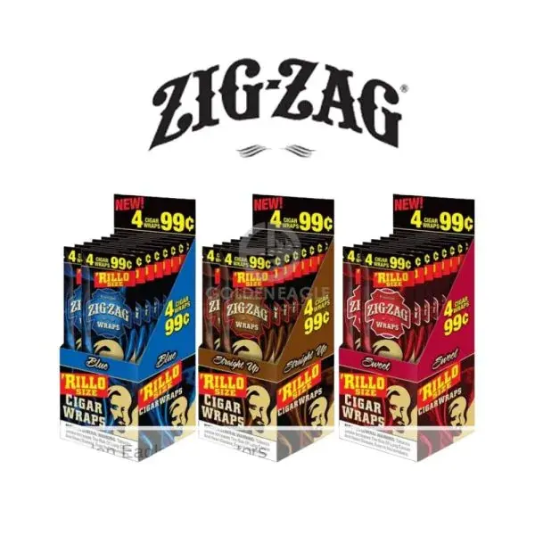 [T-1543-06] Zig-Zag Rillo Cigar Wraps 4 For $0.99 Display of 15 (Pink)