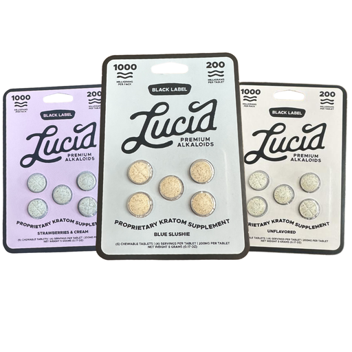 [T-1586-03] Luicd Black Label Proprietary Blend Kratom 1000MG Tabs10PK a Display (Unflavored)