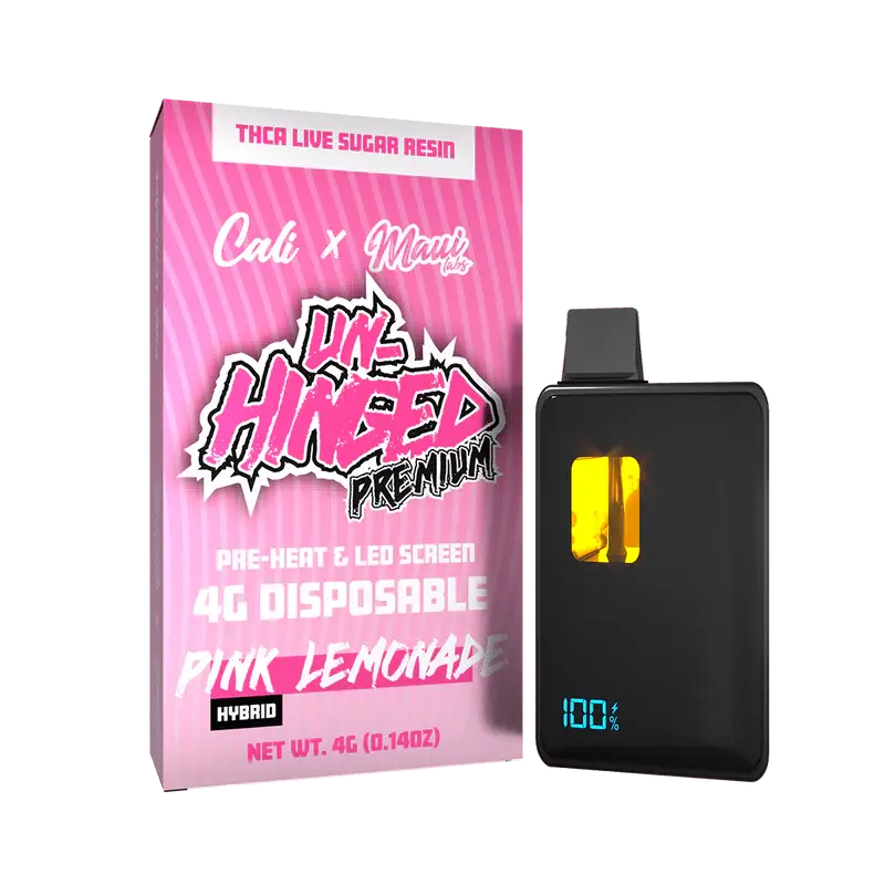 [T-1589-01] Cali Extract Unhinged THCA Live Sugar Resin 4G Disposable 6PK (Pink Lemonade)