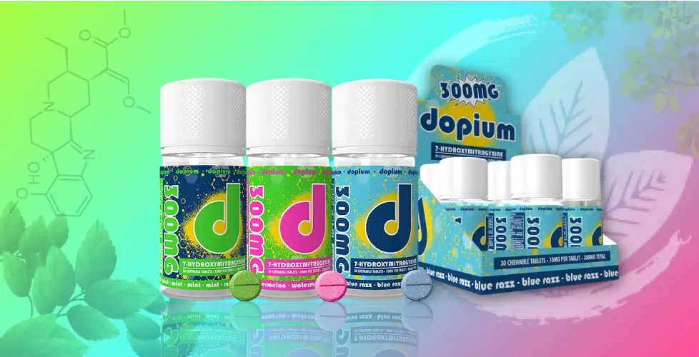 [10152-01] Dopium 7-OH Tablets Card 250MG Total (5 Tablets) 10PK (Blue Razz)