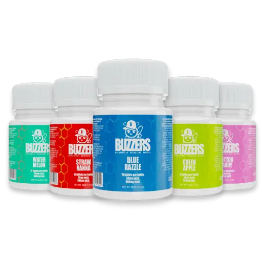 [T-1608-05] Buzzers Botanical Extract Tablets 500MG/10CT  6PK a Box (Strawnanna)