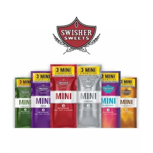 [T-1619-01] Swisher Sweet Cigarillos 3/$2 Display of 15 (Blueberry)