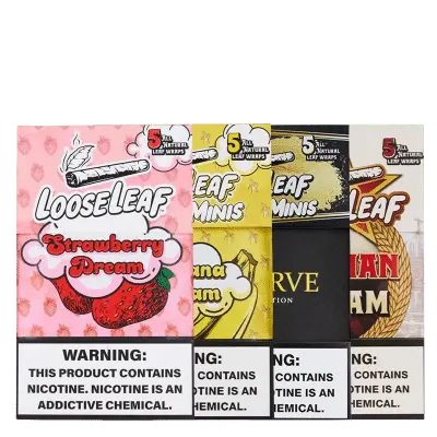 [T-1626-03] LooseLeaf - Minis Cigar Wraps (5ct) - Box of 8 (Honey Bourbon)