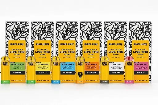 [T-1637-01] Black Sheep Live THC Blend Pod Starter Kit 3g 6ct (Forbidden Fruit)