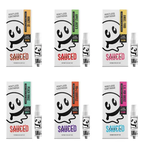 HALF BAK'D LIVE RESIN SAUCE'D EXOTIC THC-P 2G CARTRIDGES 5pk Box