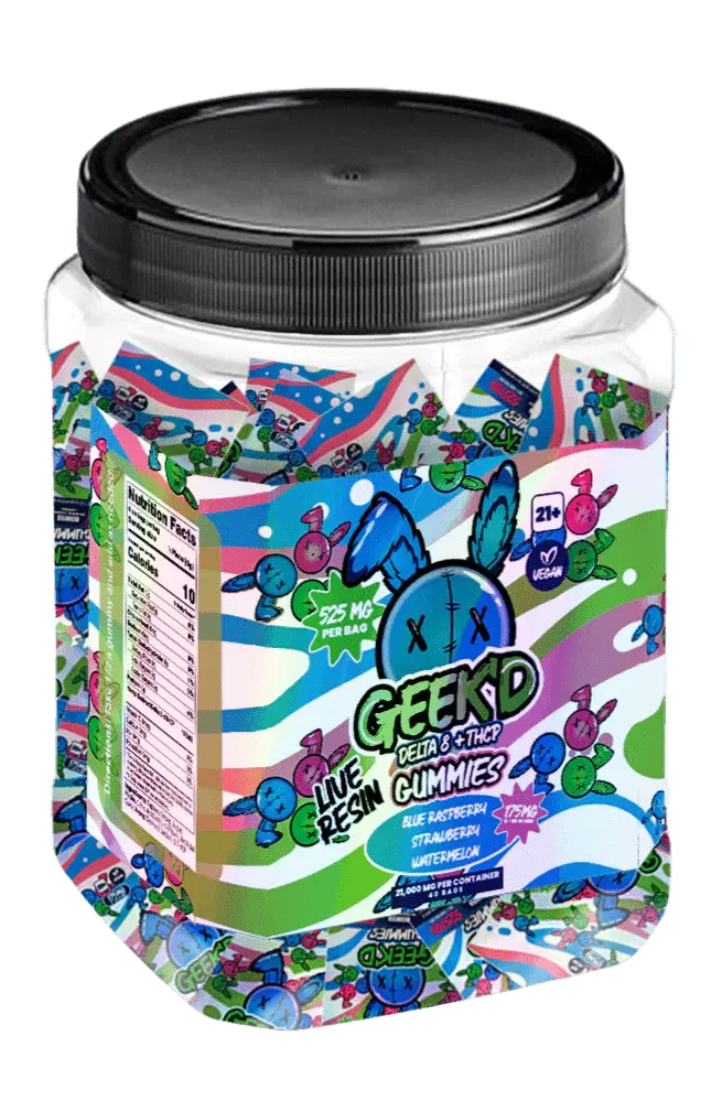 [Q-4807] Geek'D Assorted Gummy 40CT Jar  D8+THCP