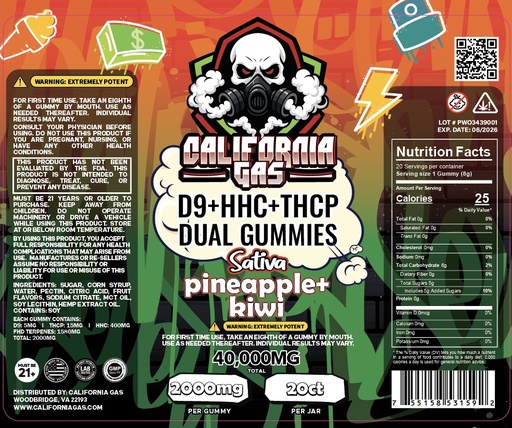 CALIFORNIA GAS DUAL GUMMIES D9+HHC+THCP  40,000MG