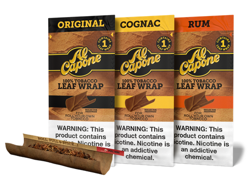 Al Capone Tobacco Leaf Wraps Cognac Pack of 18