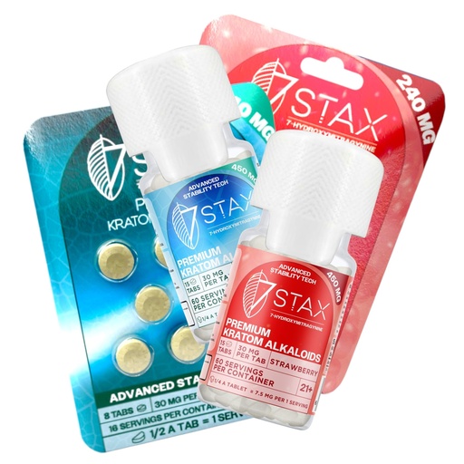 7Stax Premium 7-OH Kratom 10 Per Box 100MG Per Tablet (750mg – 5 Count)